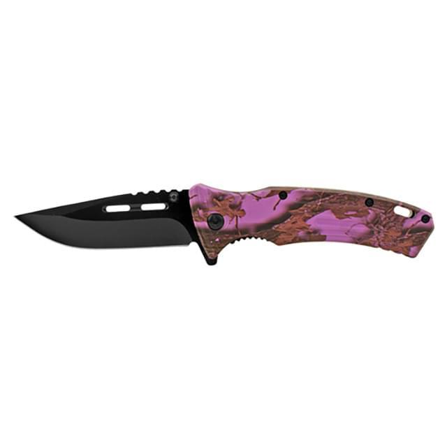 4.75" Spring-Assisted Drop Point Folding Pocket Knife - Purple image