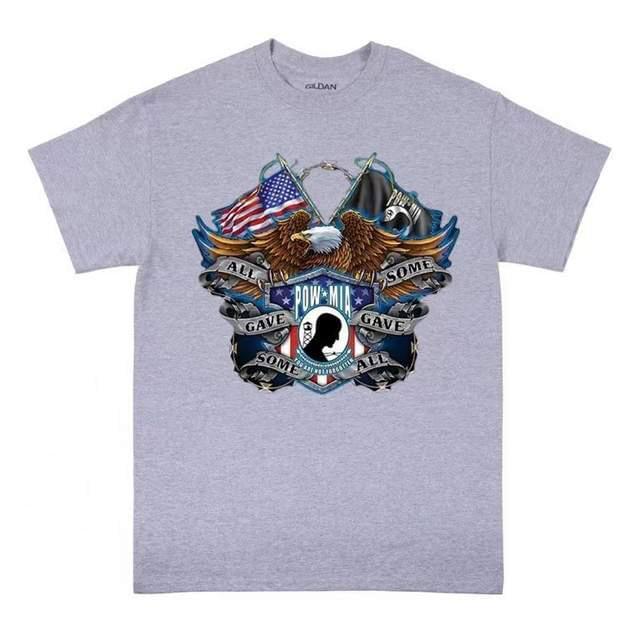 "POW MIA" USA Flag Eagle T-Shirts - Sport Gray M/L/XL image