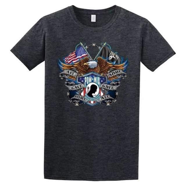 "POW MIA" USA Flag Eagle T-Shirts - Dark Heather M/L/XL image