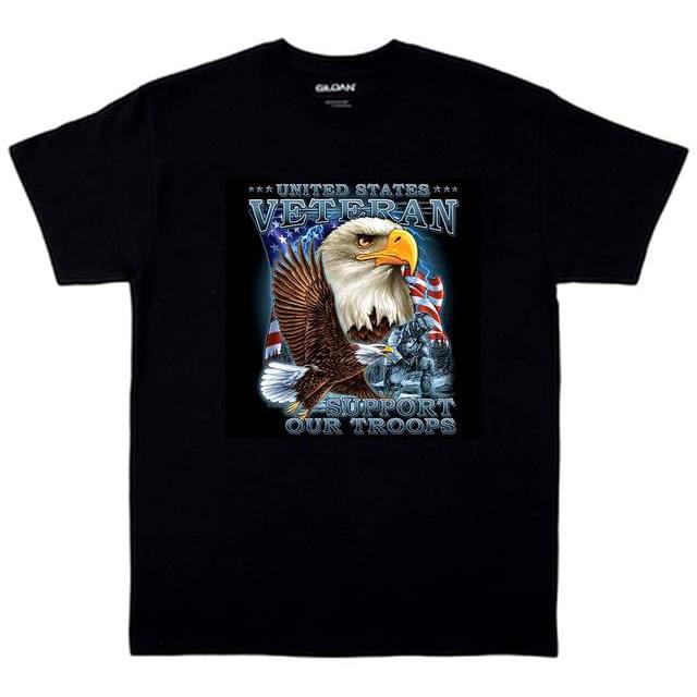 "United States Veteran - Support Our Troops" T-Shirts - Black M/L/XL image