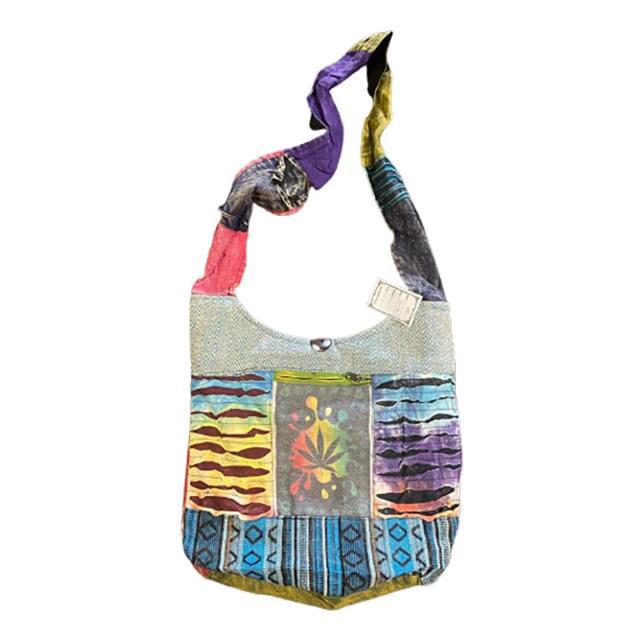 Handmade Razor-Cut Hobo Bags With Front Pocket - Rasta Marijuana Theme image