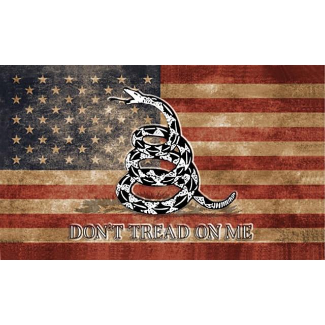"Don't Tread On Me" Antique USA Flag - 3' x 5' image