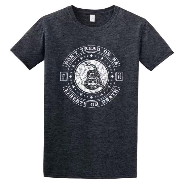 "Don't Tread On Me" Circular Logo T-Shirts - Dark Heather XXL image