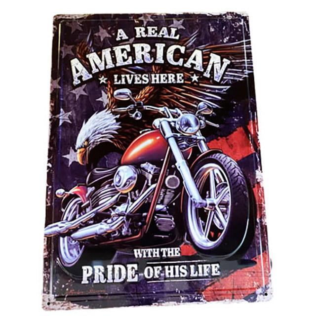 "Real American" Biker Tin Signs image
