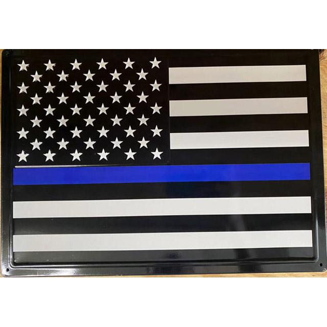 Thin Blue Line USA Flag Tin Signs image