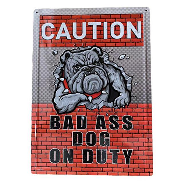 "Caution - Bad Ass Dog On Duty" Tin Signs image