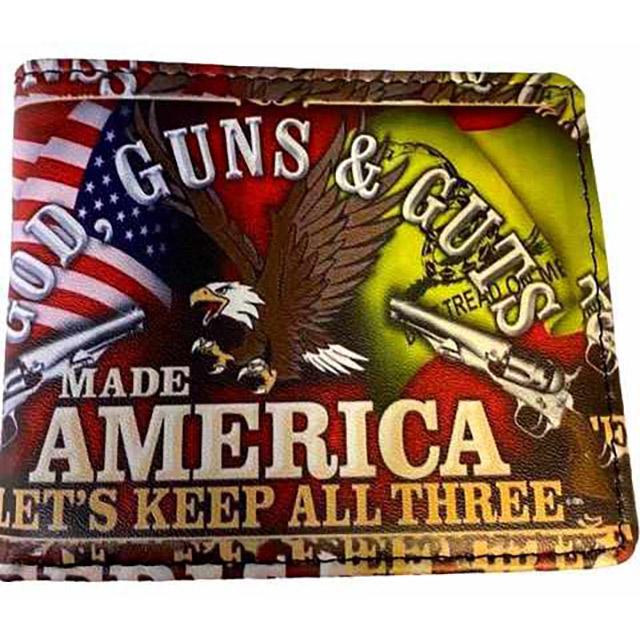 Men's Bi-Fold Faux Leather Wallet - God, Guns, & Guts image