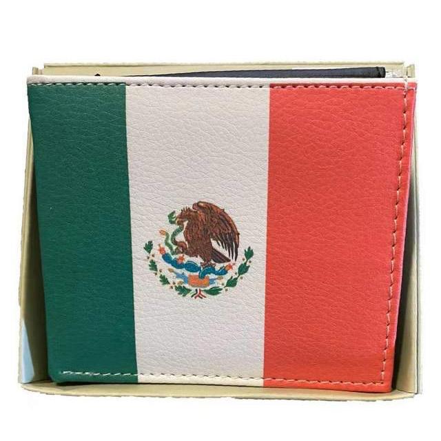 Men's Bi-Fold Faux Leather Wallet - Mexican Flag image