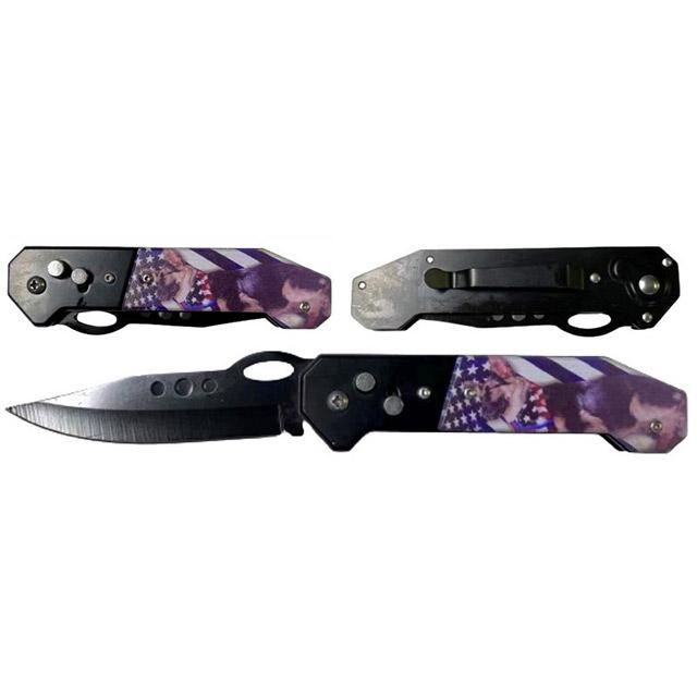 Switchblade Knife - Blue Line With German Shepherd image