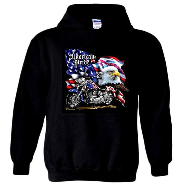 "American Pride" Patriotic Eagle & Motorcycle Hoodies - Black XXXL image