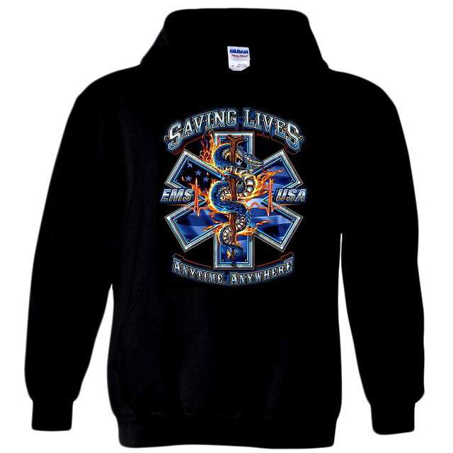 "Saving Lives - Anytime Anywhere" EMS USA Hoodies - Black XXL image