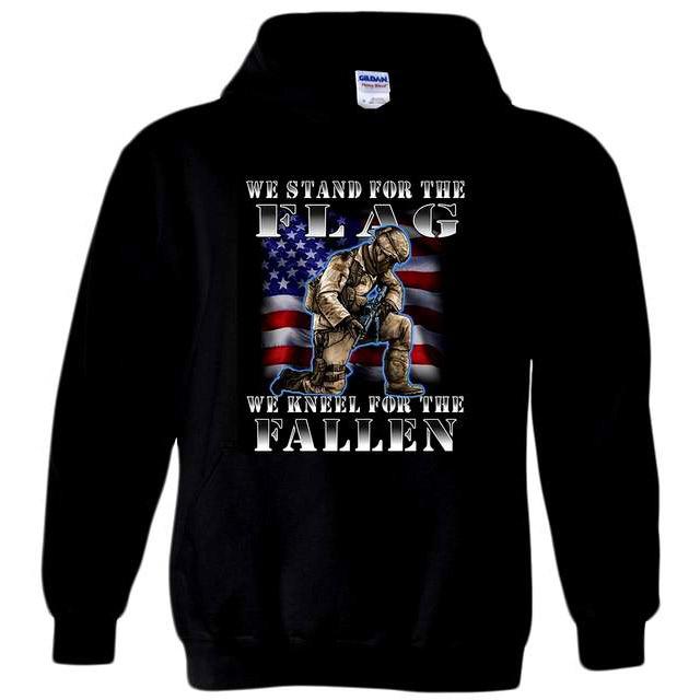 "We Stand For The Flag - We Kneel For The Fallen" Hoodies - Black XXL image