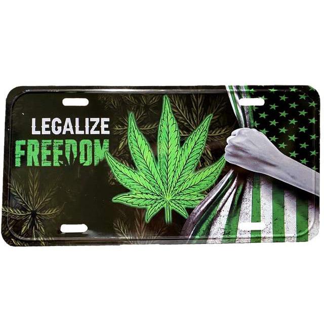 "Legalize Freedom" USA Flag Marijuana Leaf License Plates image