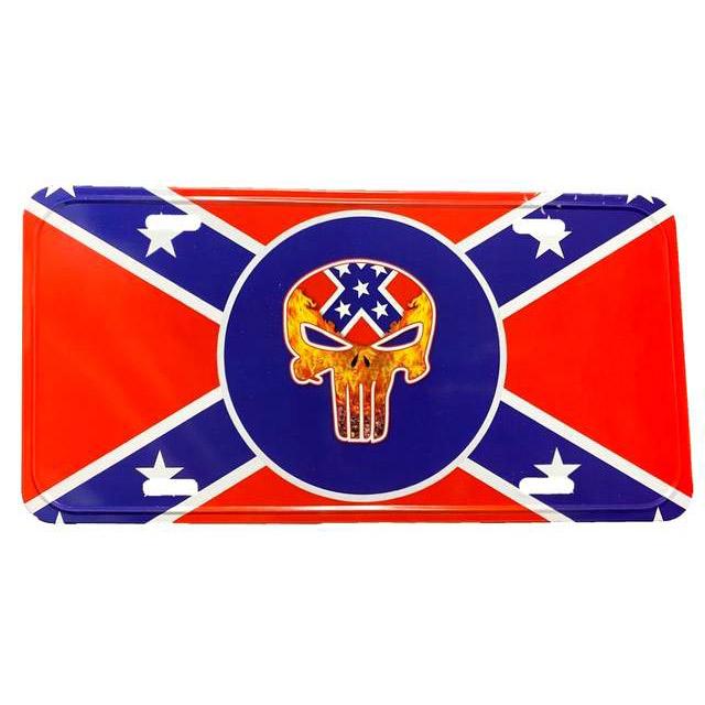 Rebel Flag Punisher Skull License Plates image