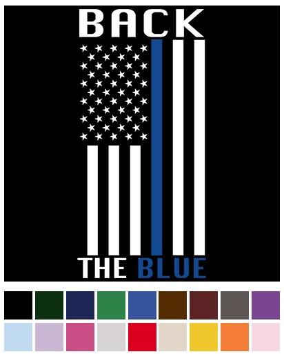 "Back The Blue" Thin Blue Line USA Flag Transfers image