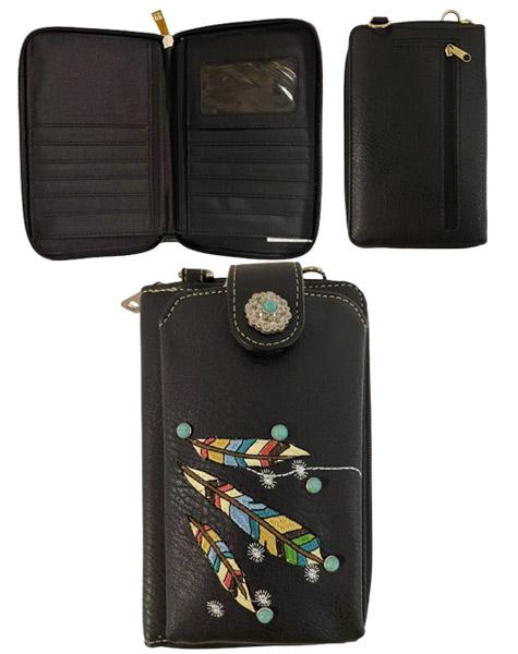 Three Feathers Phone Wallet - Black image