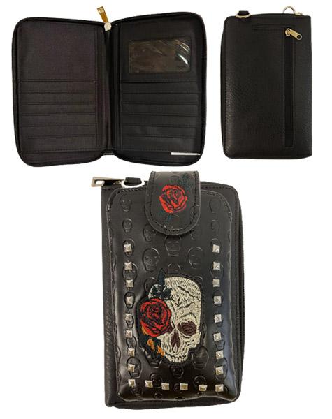 Studded Skull & Roses Phone Wallet image
