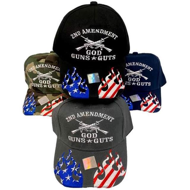 "God Guns & Guts" 2nd Amendment Baseball Caps - Assorted image