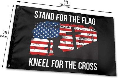 Kneeling Soldier Cross USA Flags - 3' x 5' image