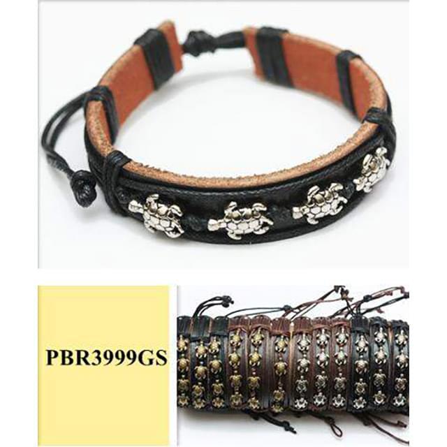 Faux Leather Bracelets With Turtle Charms - Assorted image