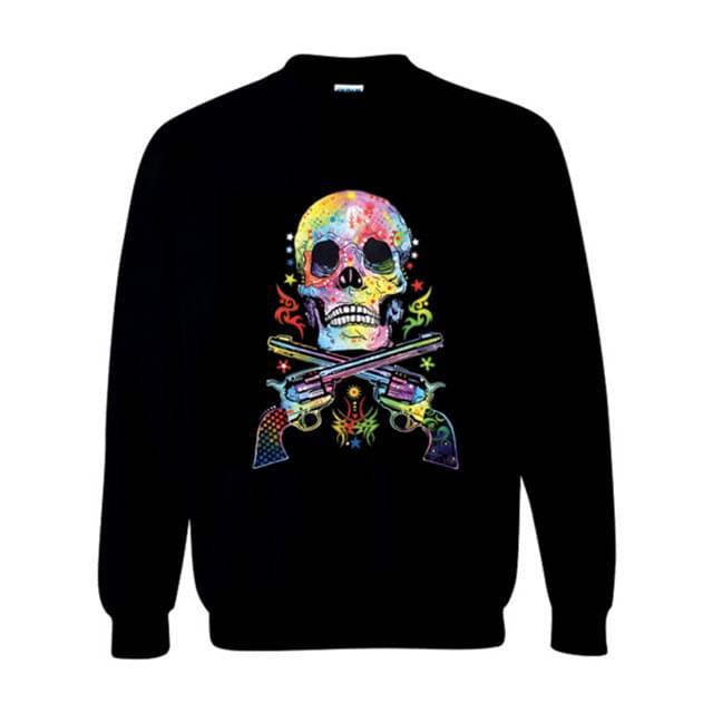 Colorful Skull & Gun Sweatshirts - Black XXL image