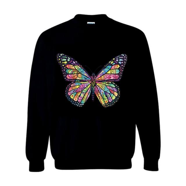 Colorful Butterfly Sweatshirts - Black M/L/XL image