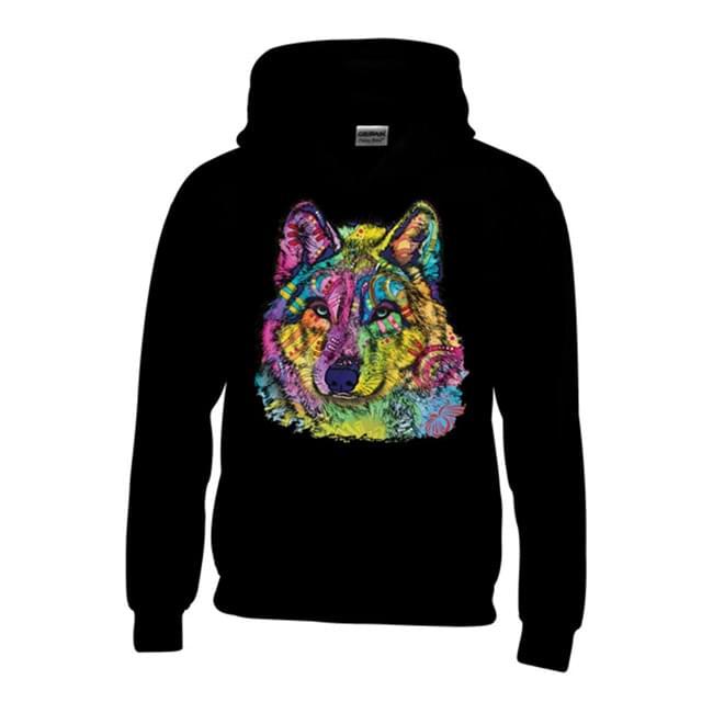 Colorful Neon Wolf Hoodies - Black M/L/XL image