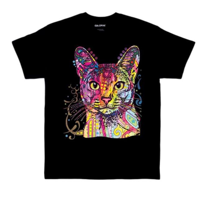 Colorful Abyssinian Cat T-Shirts - Black XXL image