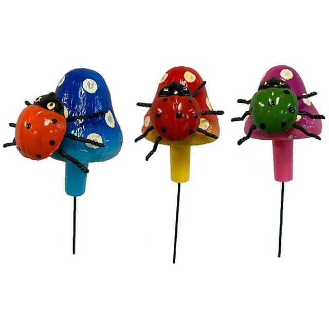 Ladybug & Mushroom Garden Stake Decorations - Assorted image