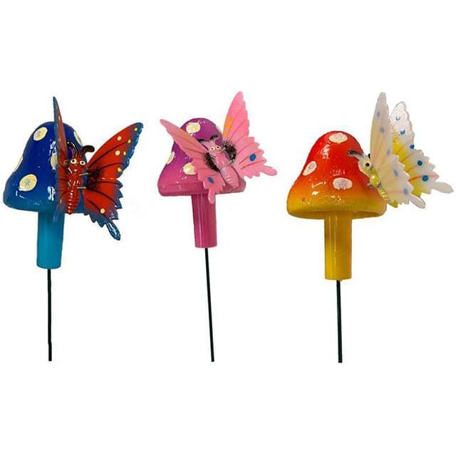 Butterfly & Mushroom Garden Stake Decorations - Assorted image