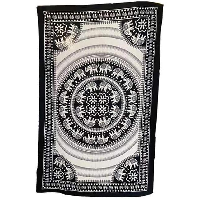Black & White Elephant Mandala Tapestries image