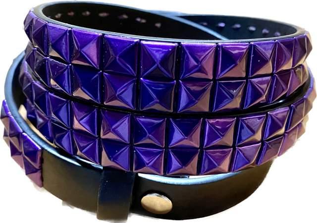 Metallic Purple Studded 2-Row Skinny Belts image