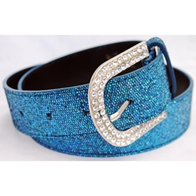 Dark Blue Sparkle Belts With Rhinestone Buckle image