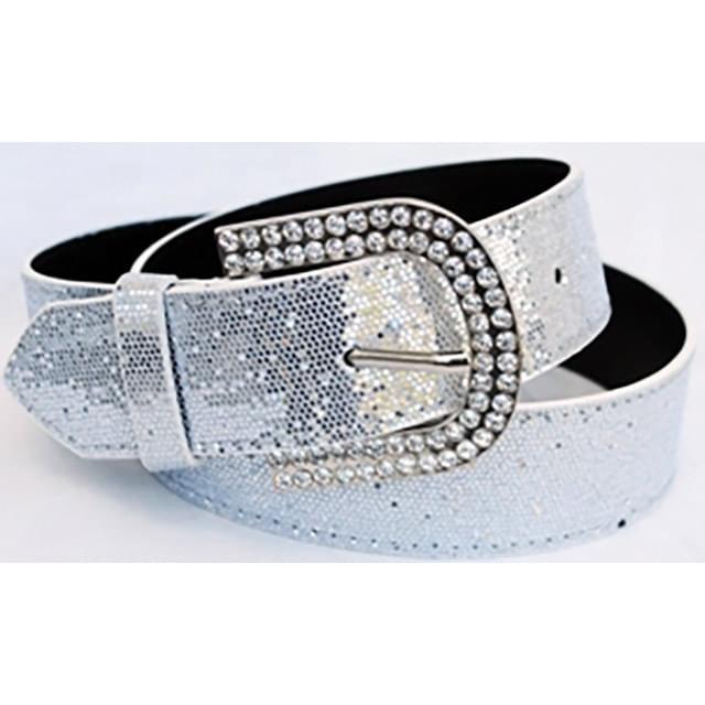 Silver Sparkle Belts With Rhinestone Buckle image