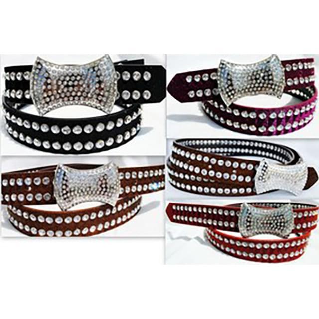 Fashion Rhinestone-Lined Belts With Rhinestone Centerpiece image