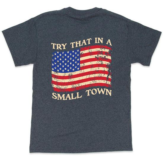 "Try That In A Small Town" Vintage Flag T-Shirts - Dark Heather image