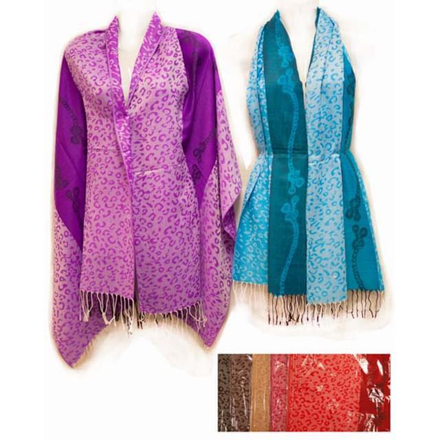 Large Pashmina Scarves With Leopard Pattern - Assorted image