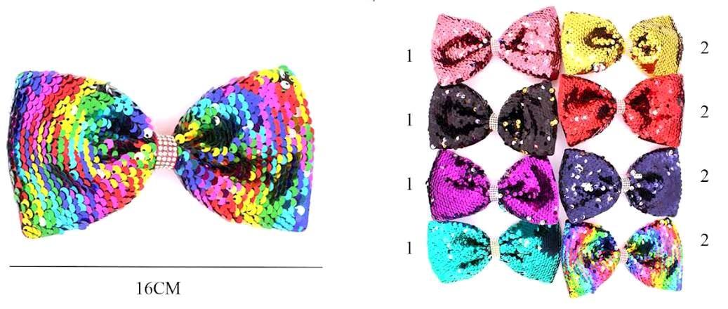Colorful Sequin-Style Bow Tie Hair Clips - Assorted image