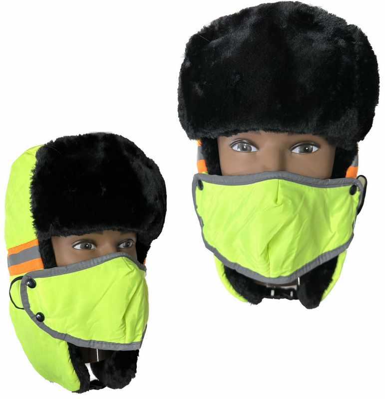 Aviator Hat Fur Trim & Detachable Mask - Neon image