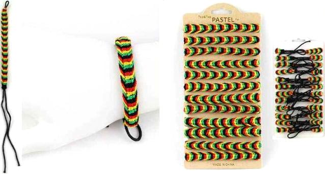 Rasta Color Braided Crochet Bracelets image