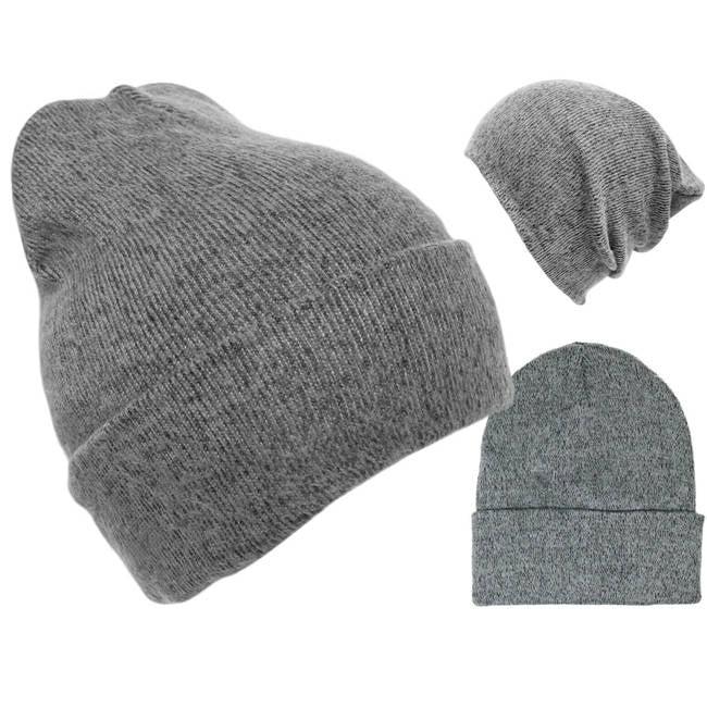 Wholesale Winter Beanie Hat Multi-2 Layer Light Grey image