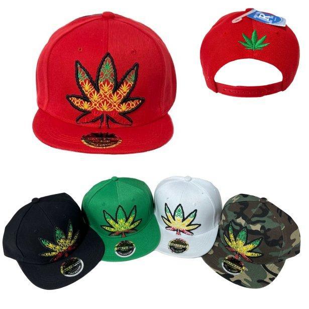 Decorative Large Marijuana Leaf Flat Bill Snapback Hats image