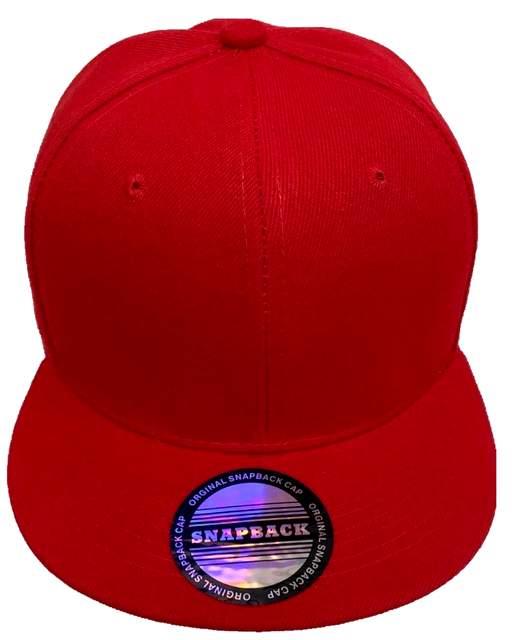 Red Solid Color Flat Bill Snapback Baseball Hats/Caps image