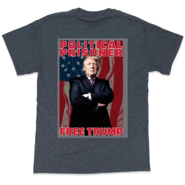 "Political Prisoner Free Trump" Dark Heather T-Shirts XXXL image
