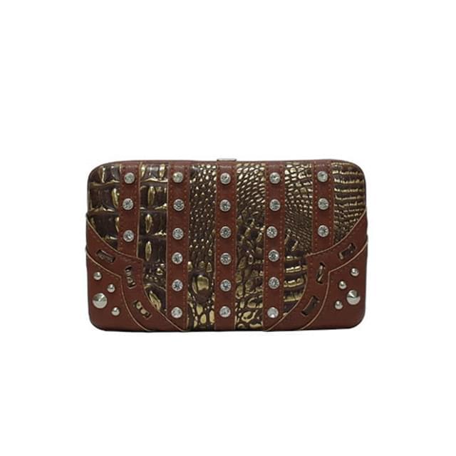 Rhinestone Western Wallet - Brown image