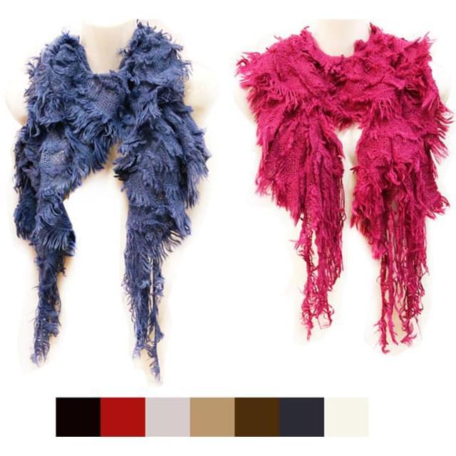 Knitted Scarves With Fur-Style Fringes - Assorted image