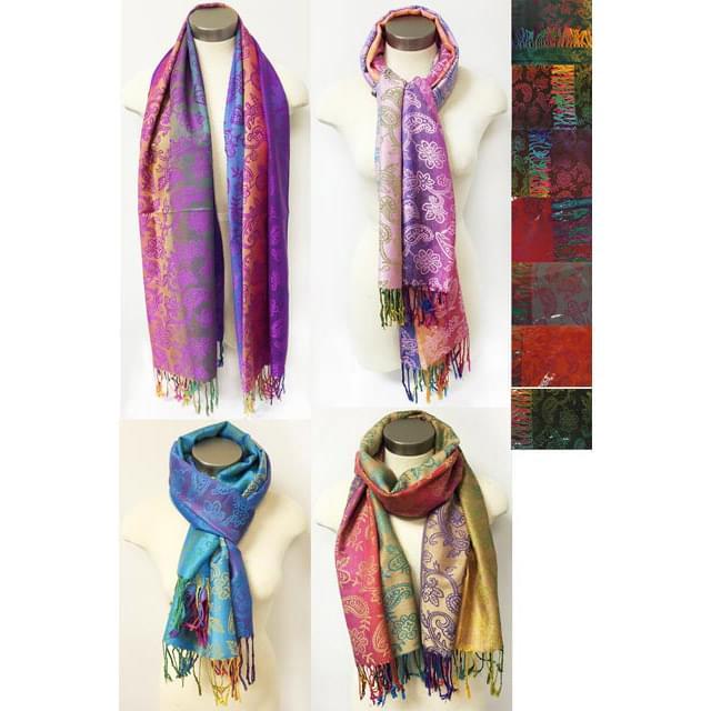 Multicolor Paisley Floral Pashmina Scarves - Assorted image