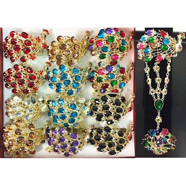 Fancy Peacock Gemstone Bangles With Wings & Rings - Assorted image