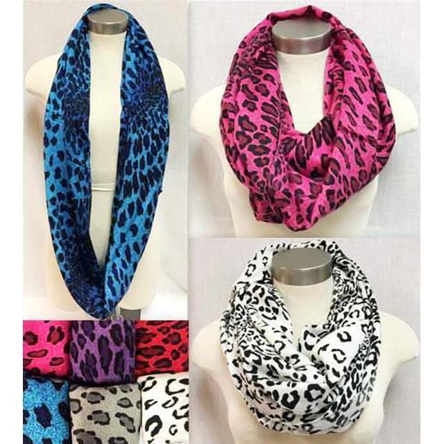 Leopard Print Infinity Circle Scarves - Assorted image