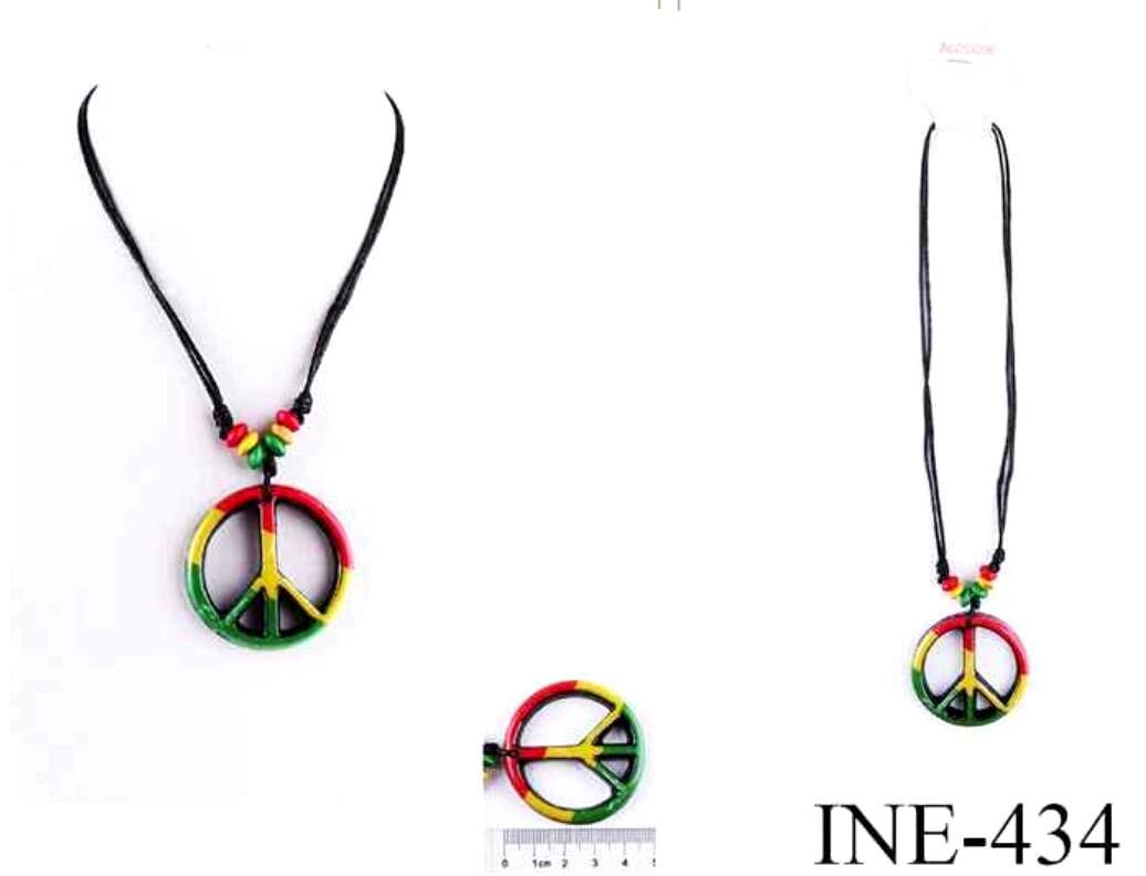 Rasta Color Peace Sign Necklaces image